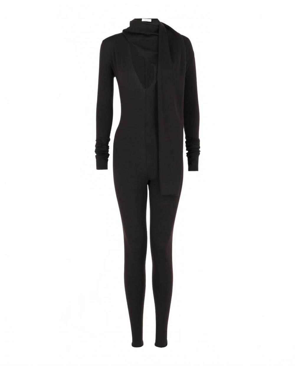 NEW SALVATORE FERRAGAMO women's draped cutout jumpsuit in black